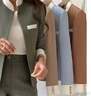 White Collar Tan Jacket Wide Leg Trouser Pantsuit LF1027 - TUZZUT Qatar Online Shopping