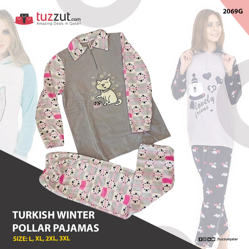 Turkish Winter Polar Pajama Nightwear Homewear - 2069G - Tuzzut.com Qatar Online Shopping