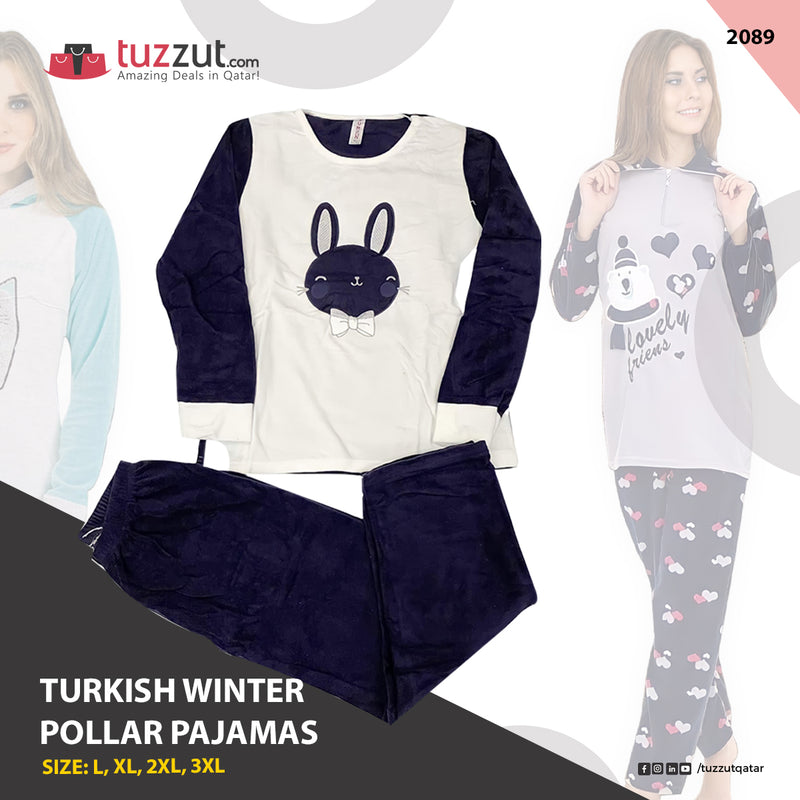 Turkish Winter Polar Pajama Nightwear Homewear - 2089 - Tuzzut.com Qatar Online Shopping