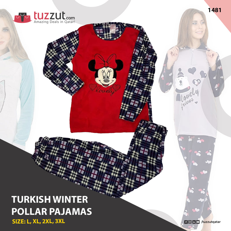 Turkish Winter Polar Pajama Nightwear Homewear - 1481 - Tuzzut.com Qatar Online Shopping