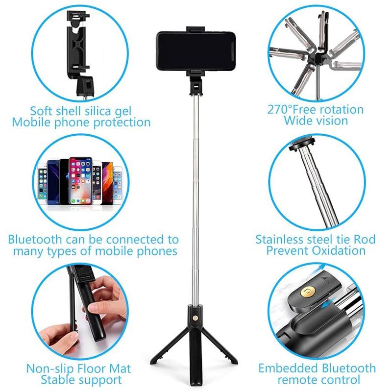 K07 Mobile Phone Bluetooth Extendable Selfie Stick with Tripod integrated and Wireless Shutter Remote - Tuzzut.com Qatar Online Shopping