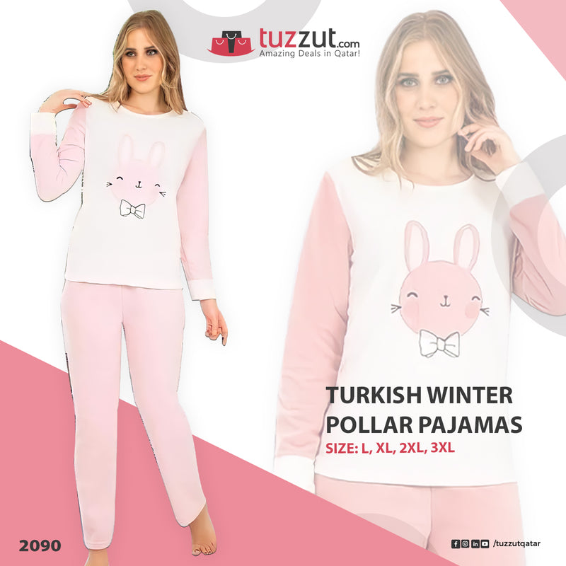 Turkish Winter Polar Pajama Nightwear Homewear - 2090 - Tuzzut.com Qatar Online Shopping