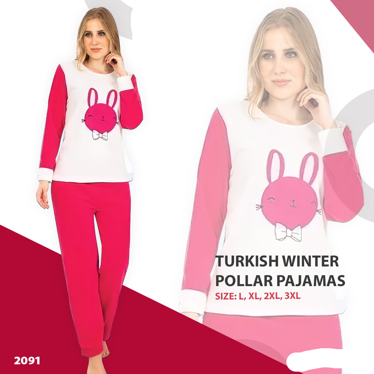 Turkish Winter Polar Pajama Nightwear Homewear - 2091 Turkish Winter Polar Pajama Nightwear Homewear - 2091