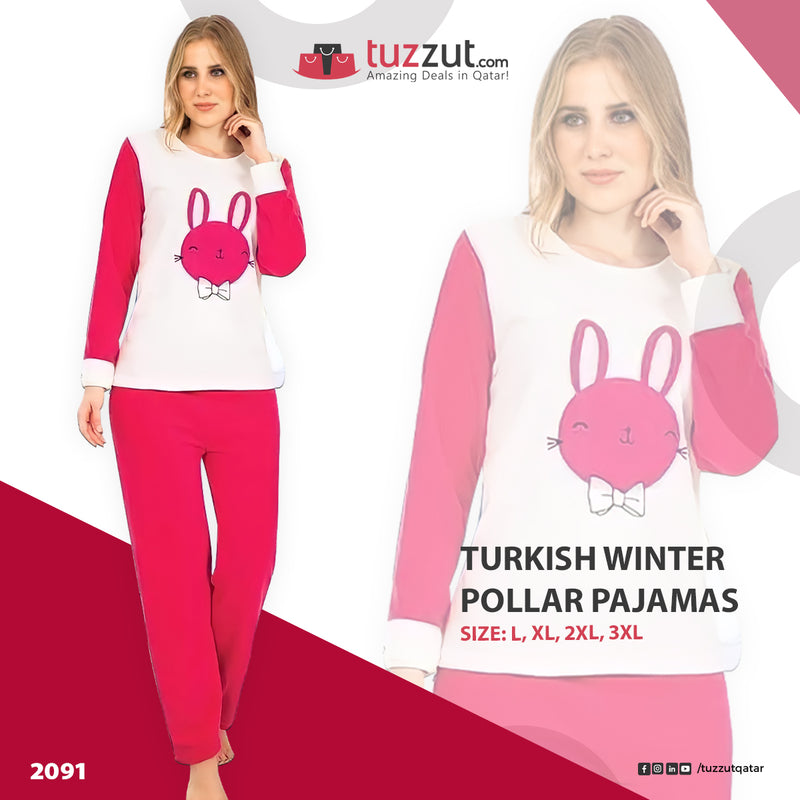 Turkish Winter Polar Pajama Nightwear Homewear - 2091 - Tuzzut.com Qatar Online Shopping
