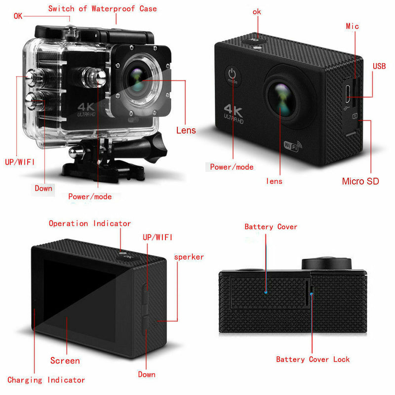 4K Wifi Ultra HD 1080P Sport Action Camera DV Video Waterproof Camcorder with remote - Tuzzut.com Qatar Online Shopping