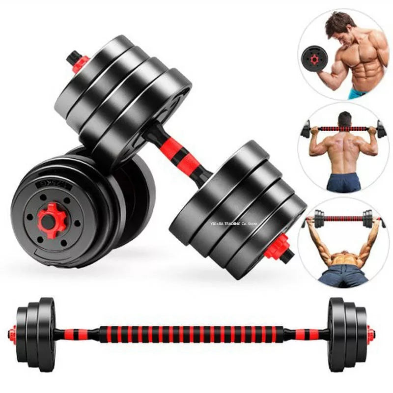Home Gym 40KG Dumbbell/Barbell Set, Adjustable Dumbbells Weight Set Fitness Biceps Exercise Barbell/Dumbbells - Tuzzut.com Qatar Online Shopping