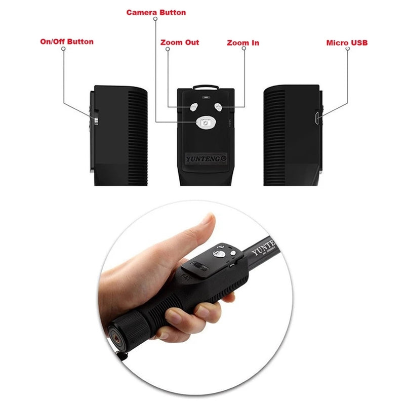 Yunteng Handheld Bluetooth Selfie Stick Monopod Self Pole for Mobile Phones - VT 1288 - Tuzzut.com Qatar Online Shopping