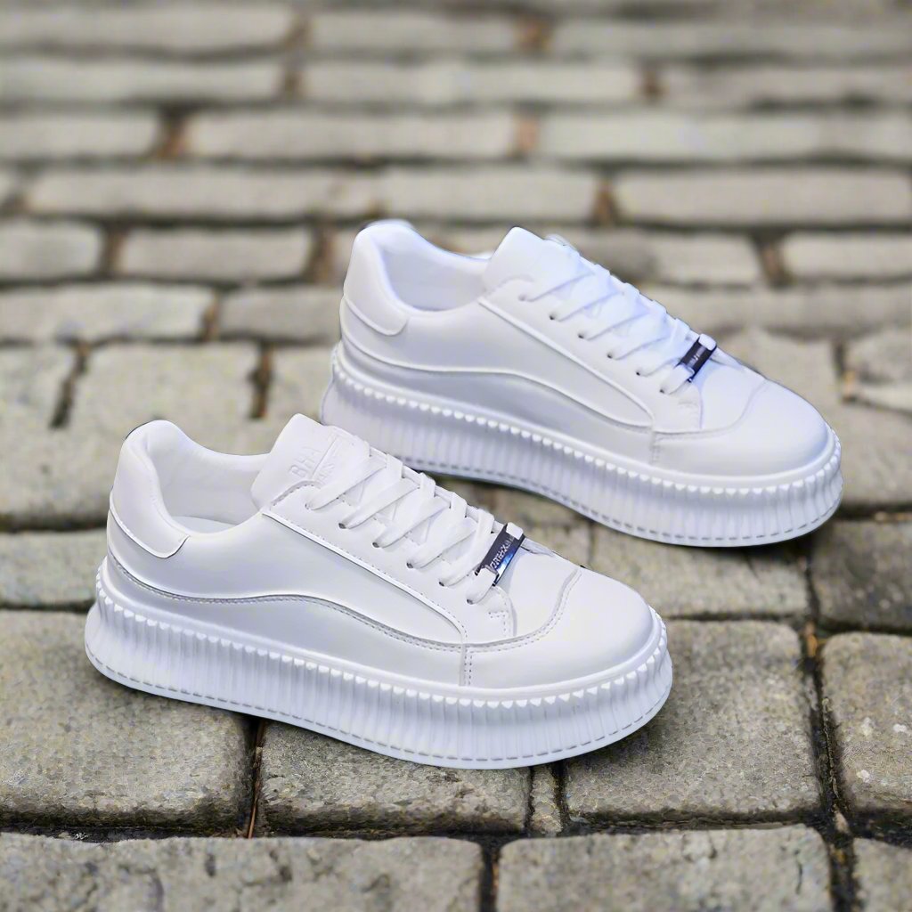 Women's White High Soled Sneaker Fashion Casual Shoes - BF001 Women's White High Soled Sneaker Fashion Casual Shoes - BF001