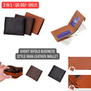 Short Bifold Business Style Man Leather Wallet (3 Pieces) - Tuzzut.com Qatar Online Shopping