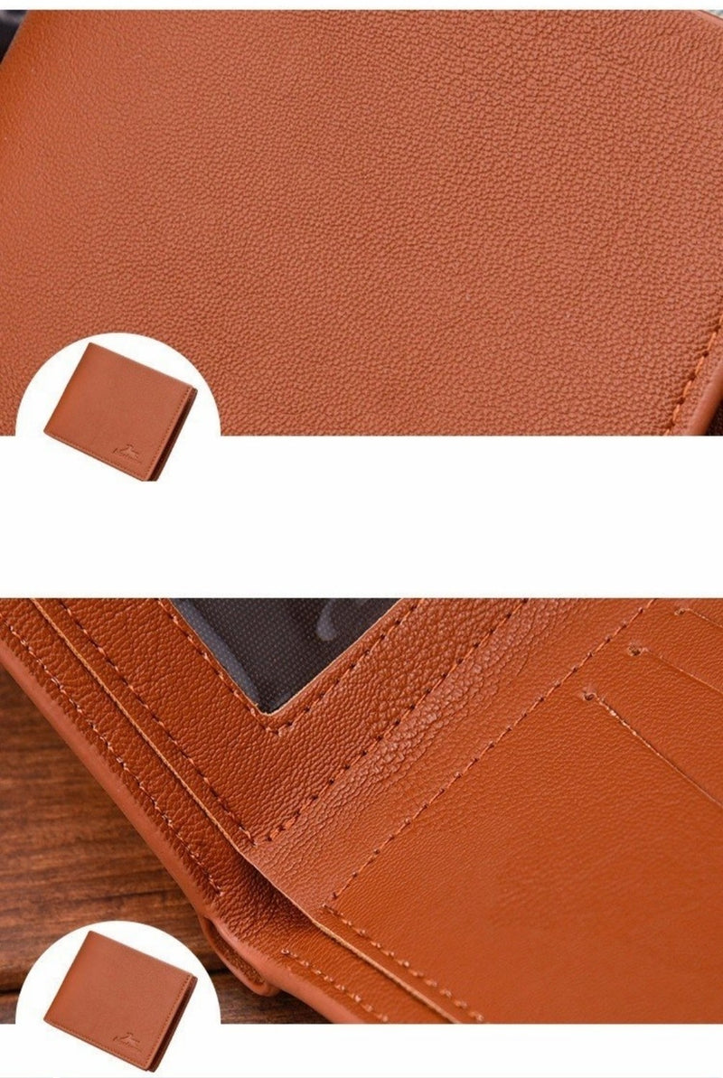Short Bifold Business Style Man Leather Wallet (3 Pieces) - Tuzzut.com Qatar Online Shopping
