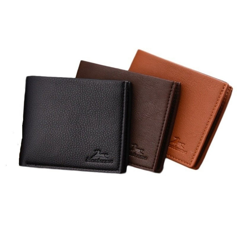 Short Bifold Business Style Man Leather Wallet (3 Pieces) - Tuzzut.com Qatar Online Shopping