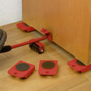 5Pcs/set Furniture Heavy Stuffs Mover Lifting Tool - 4 Wheeled Mover Roller+1 Wheel Bar - Tuzzut.com Qatar Online Shopping