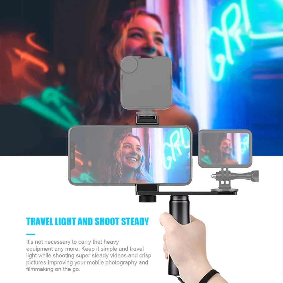 Smartphone Video Rig Filmmaker Grip Handle - APEXEL APL-VG01 Smartphone Video Rig Filmmaker Grip Handle - APEXEL APL-VG01