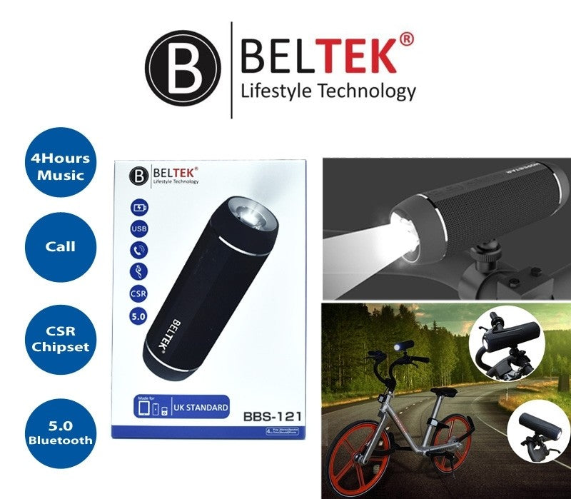 BELTEK Bluetooth Speaker with Torch Light and Bike Mount -BBS121 - Tuzzut.com Qatar Online Shopping