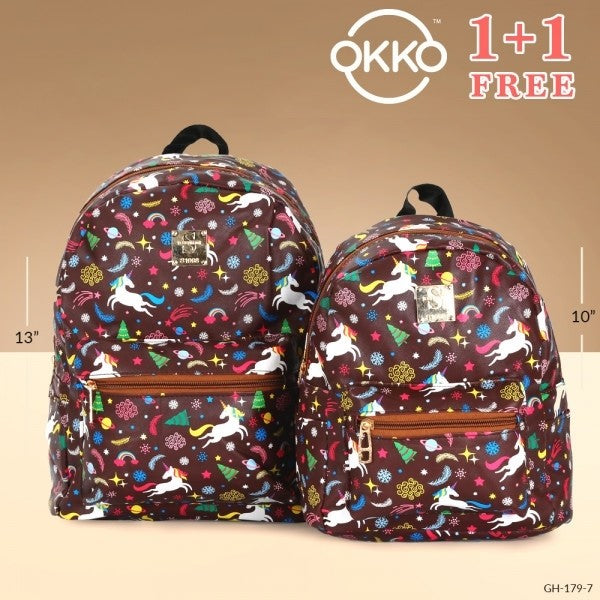 OKKO 2 Pieces Mochila Backpack for Teenagers 13 Inch and 10 Inch - GH-179-7 - Tuzzut.com Qatar Online Shopping