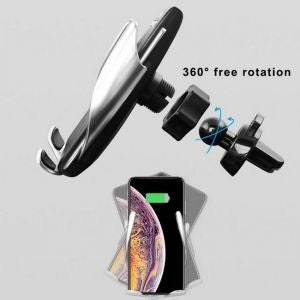 S5 Automatic Clamping Wireless Car Charger For iphone Android Air Vent Phone Holder 360 Degree Rotation Charging Mount Bracket - Tuzzut.com Qatar Online Shopping