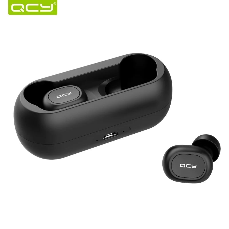 QCY T1C Bluetooth 5.0 TWS Headphones Bluetooth Wireless Headset Sweatproof Noise Cancellation mini Wireless Bluetooth Earphone - Tuzzut.com Qatar Online Shopping