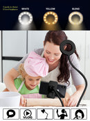 Selfie Ring Light with Cell Phone Holder Stand Clip for Live Stream/Makeup, LED Camera Lighting [3-Light Mode] [10-Level Brightness] with Flexible Arms - Tuzzut.com Qatar Online Shopping