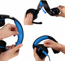 KOTION EACH G2000 Pro Gaming Headset with Mic Over-Ear Led Stereo Music Gaming Headphones Earphone for PS4, New Xbox One, Laptop Tablet Game - Blue-Black - Tuzzut.com Qatar Online Shopping