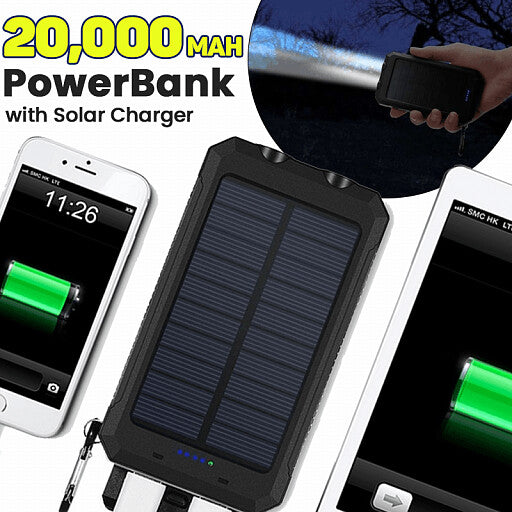 Gpower 20,000 mAh Portable Shockproof Solar Charger Dual USB External Battery PowerBank (GS-02), Assorted Color - Tuzzut.com Qatar Online Shopping