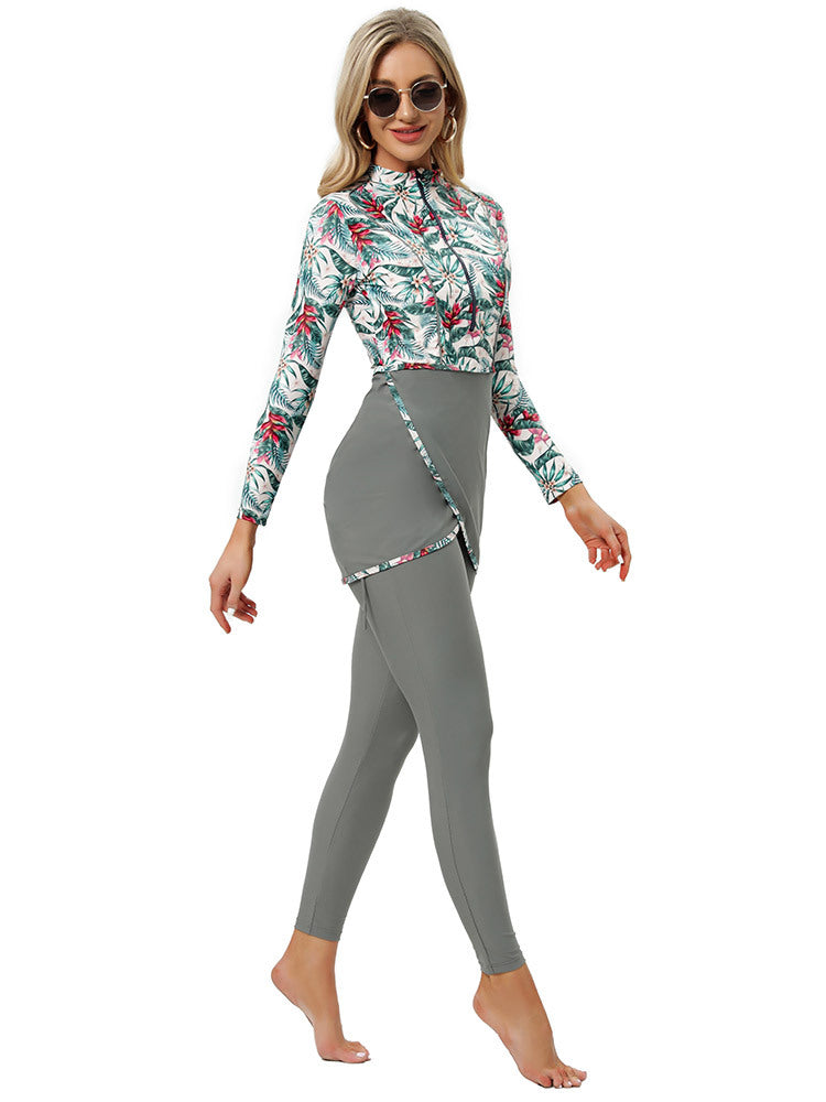 Women's Burkini Modest Swimsuit Set - Grey Women's Burkini Modest Swimsuit Set - Grey