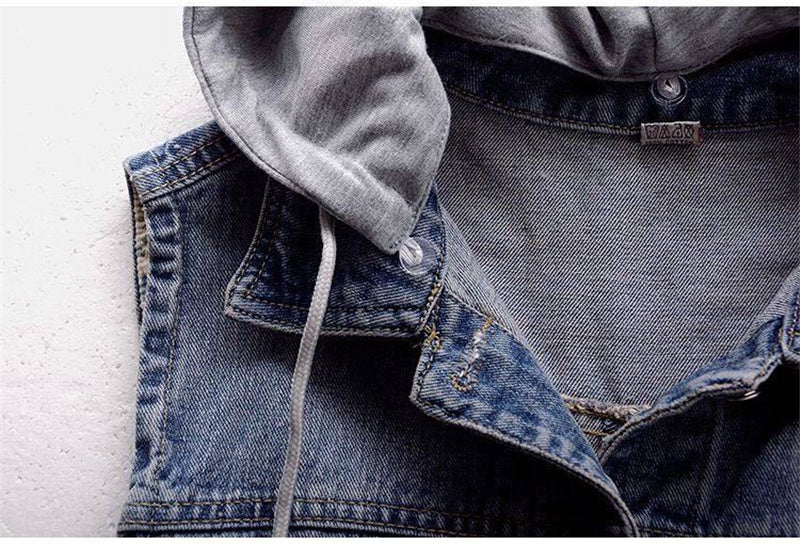 Women's Fashion Sleeveless Denim Jacket Cowboy Coats Soft Hooded Warm Outwear Women's Fashion Sleeveless Denim Jacket Cowboy Coats Soft Hooded Warm Outwear