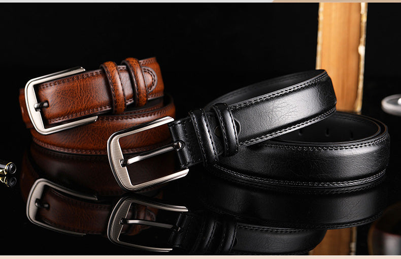 Men Fashion Genuine Leather Luxury Buckle Belt - B300 - TUZZUT Qatar Online Store