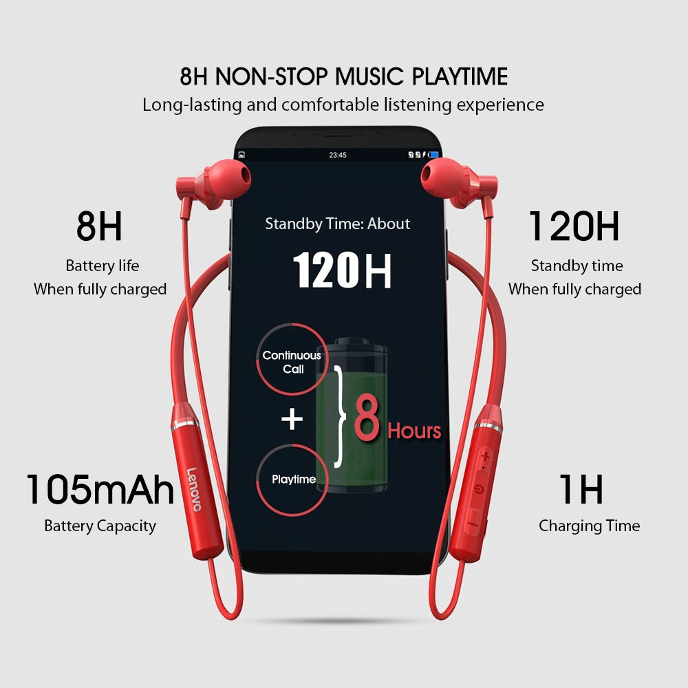 Lenovo HE05 Bluetooth Wireless Neckband Earphone Lenovo HE05 Bluetooth Wireless Neckband Earphone