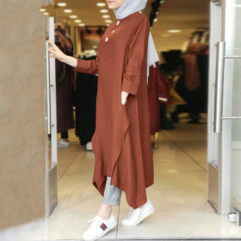 Modest Turkish Style Long Tunic Top - MT400 - Tuzzut.com Qatar Online Shopping