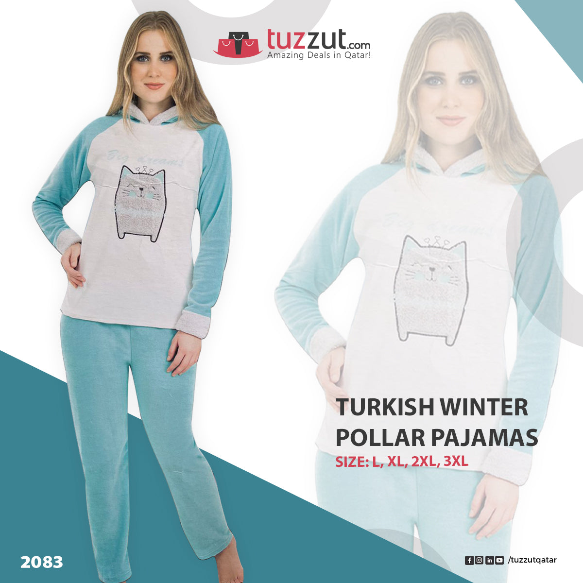 Turkish Winter Polar Pajama Nightwear Homewear - 2083 Turkish Winter Polar Pajama Nightwear Homewear - 2083
