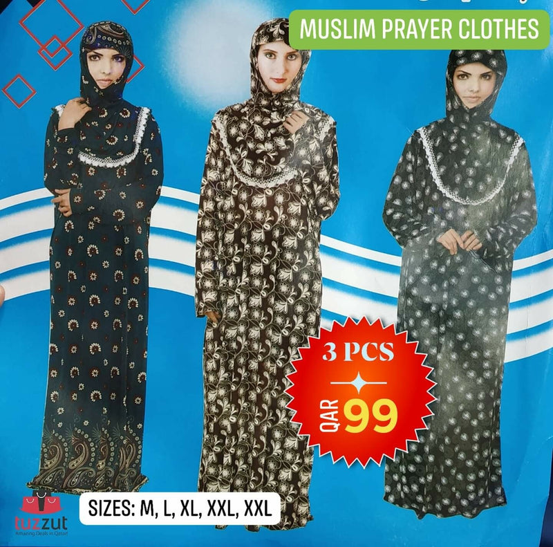 Muslim Prayer Clothes 3 pc Set (Assorted Colours) - Tuzzut.com Qatar Online Shopping