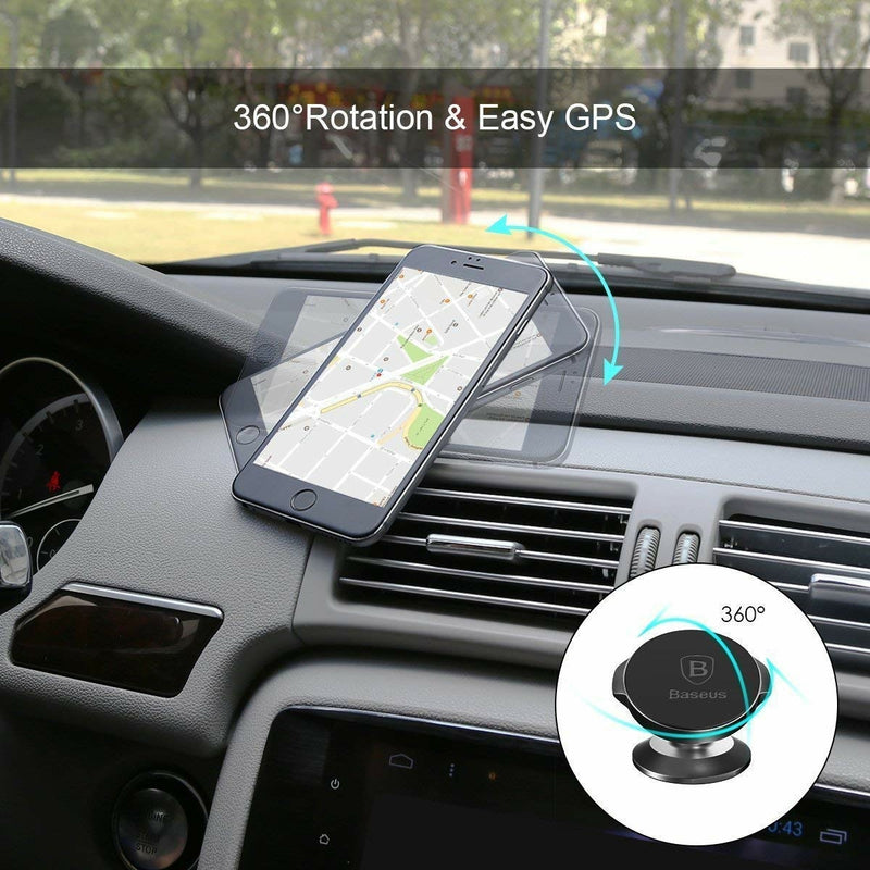 Baseus Magnetic Phone Holder for Car, 360 Degree Rotation Smartphone Stand on Car Dashboard for iPhone Samsung and Other Mobiles - Tuzzut.com Qatar Online Shopping