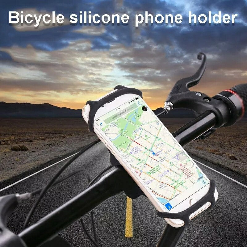 Universal Silicon Bike Phone Mount, Bicycle Handlebar Stroller Cell Phone Holder - Tuzzut.com Qatar Online Shopping