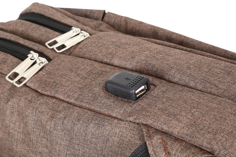 OKKO Casual Backpack with USB port - 16 Inch (Brwon) - Tuzzut.com Qatar Online Shopping
