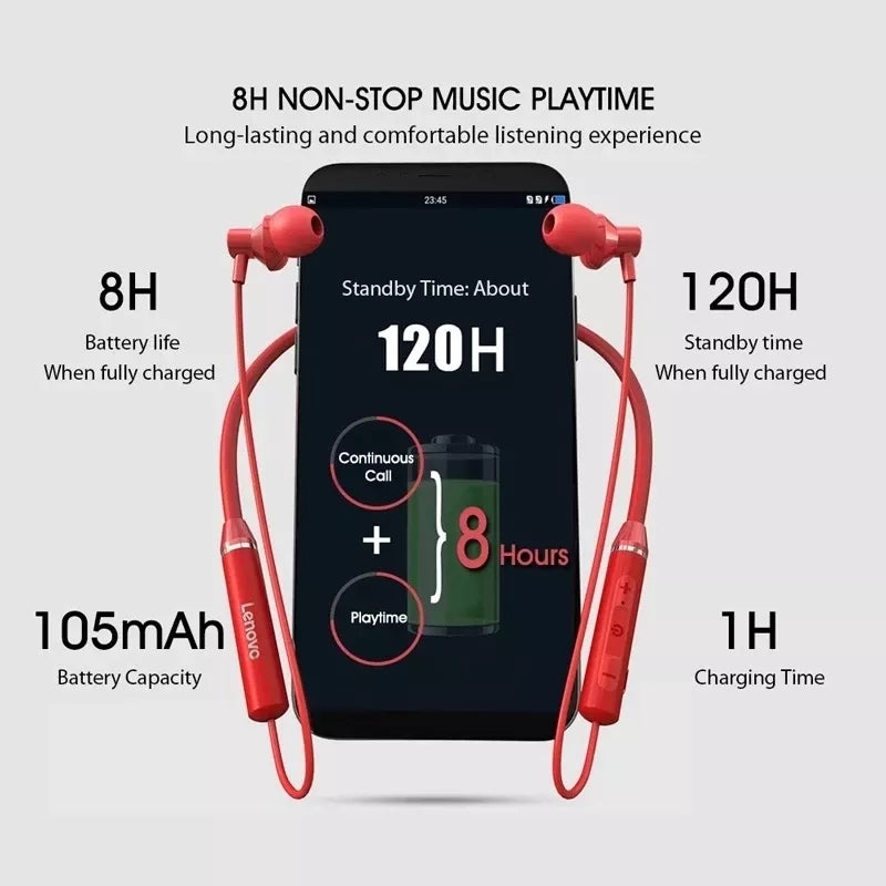 Lenovo HE05 Bluetooth Wireless Neckband Earphone Lenovo HE05 Bluetooth Wireless Neckband Earphone