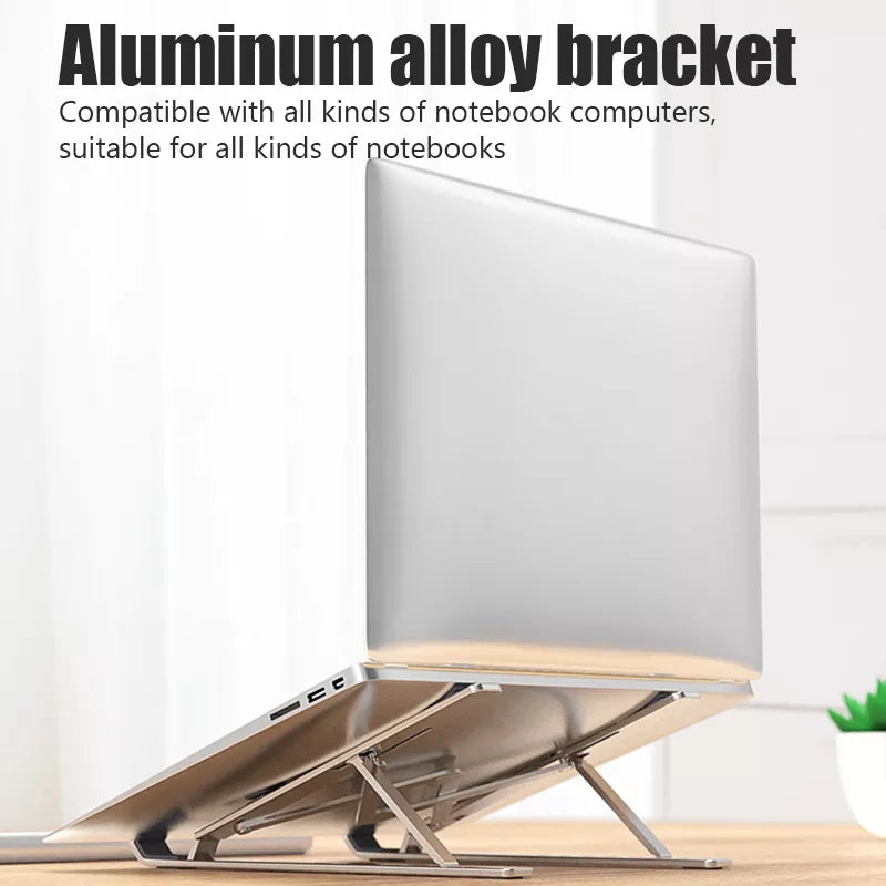 Foldable Aluminium Laptop / MacBook/Notebook Stand Holder Bracket (11-17 inch) - Tuzzut.com Qatar Online Shopping
