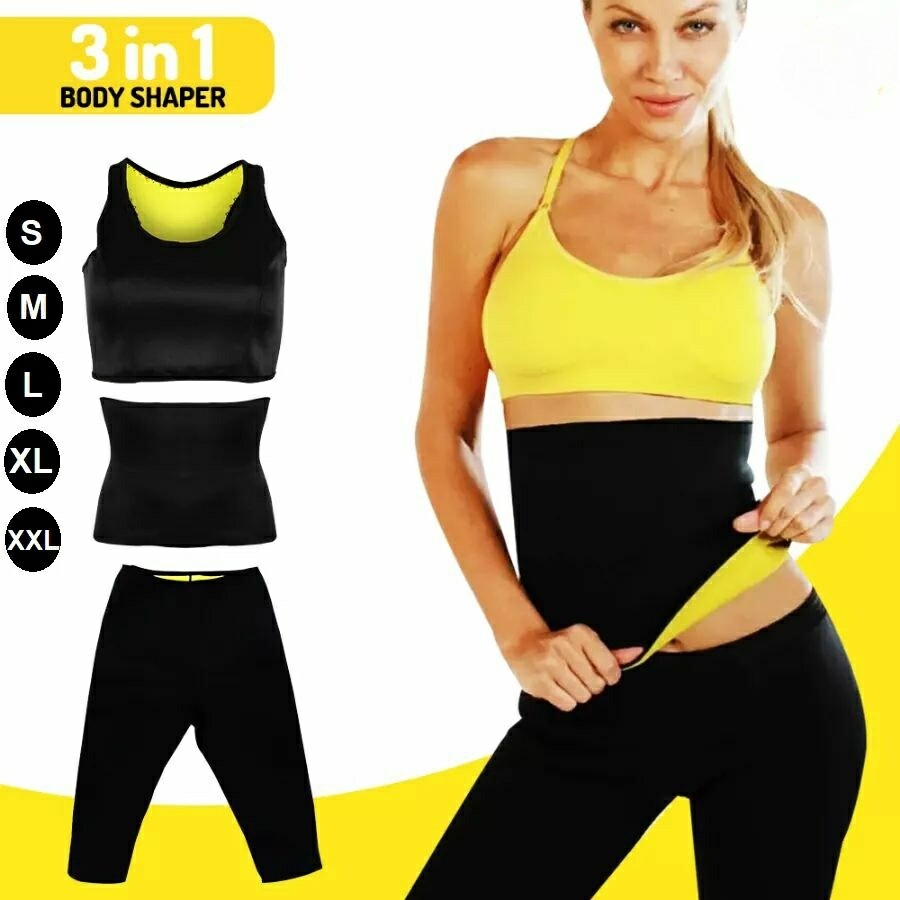 3 in 1 Body Shaper Weight Loss Suit, Black 3 in 1 Body Shaper Weight Loss Suit, Black