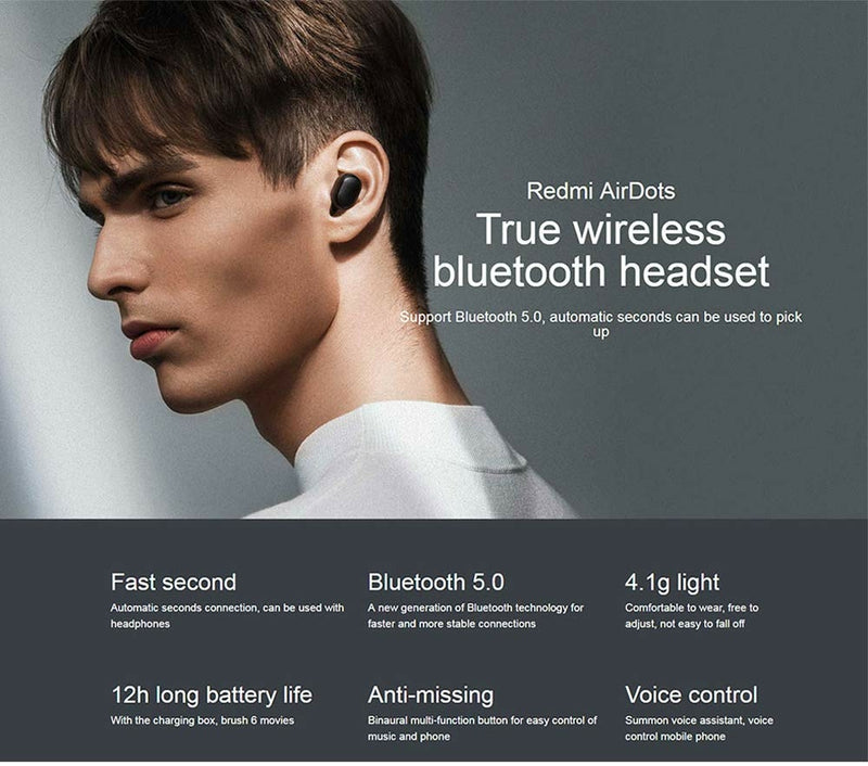 Xiaomi Redmi Airdots TWS Bluetooth Earphone Stereo Bass BT 5.0 Earphones With Mic Handsfree Earbuds - Tuzzut.com Qatar Online Shopping