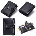 Genuine Leather Bifold vertical wallet with zip pocket for men - Model#1238 - Tuzzut.com Qatar Online Shopping