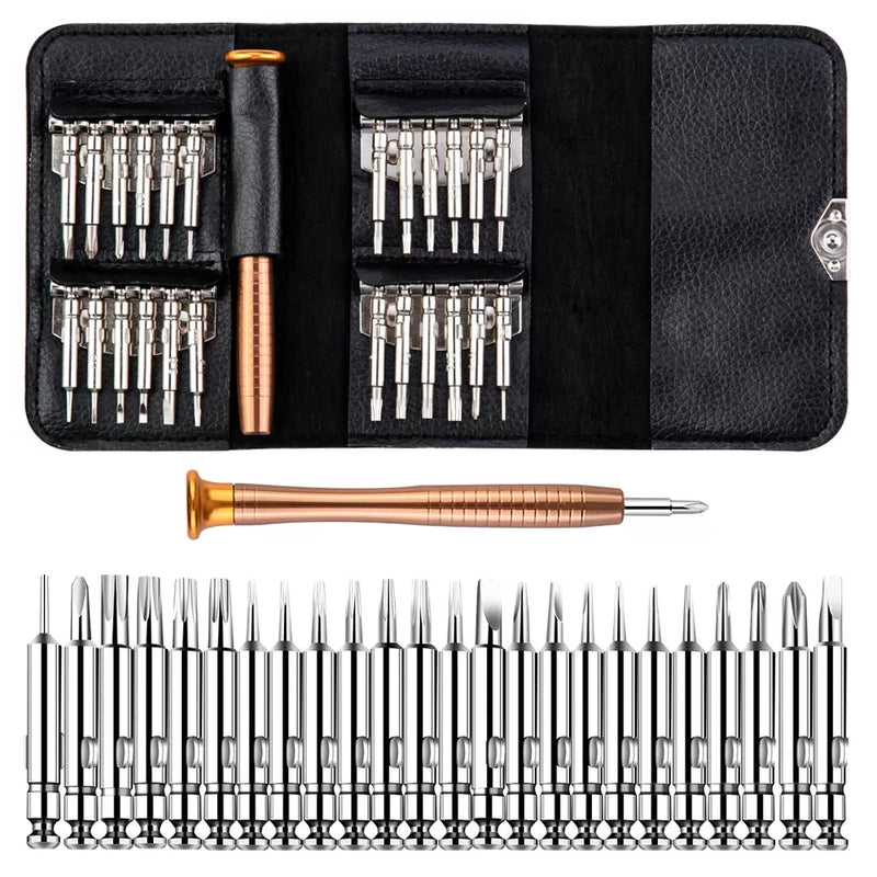 25 in 1 Mini Precision Screwdriver Magnetic Set Electronic Torx Screwdriver Opening Repair Tools Kit with Leather Case - Tuzzut.com Qatar Online Shopping