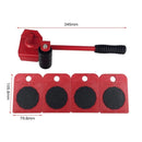 5Pcs/set Furniture Heavy Stuffs Mover Lifting Tool - 4 Wheeled Mover Roller+1 Wheel Bar - Tuzzut.com Qatar Online Shopping