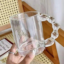 Transparent Glass Coffee Tea Cup Creative Water Cup Drink Dessert Breakfast Milk Cup Glass Mug Handle Drinkware - Tuzzut.com Qatar Online Shopping