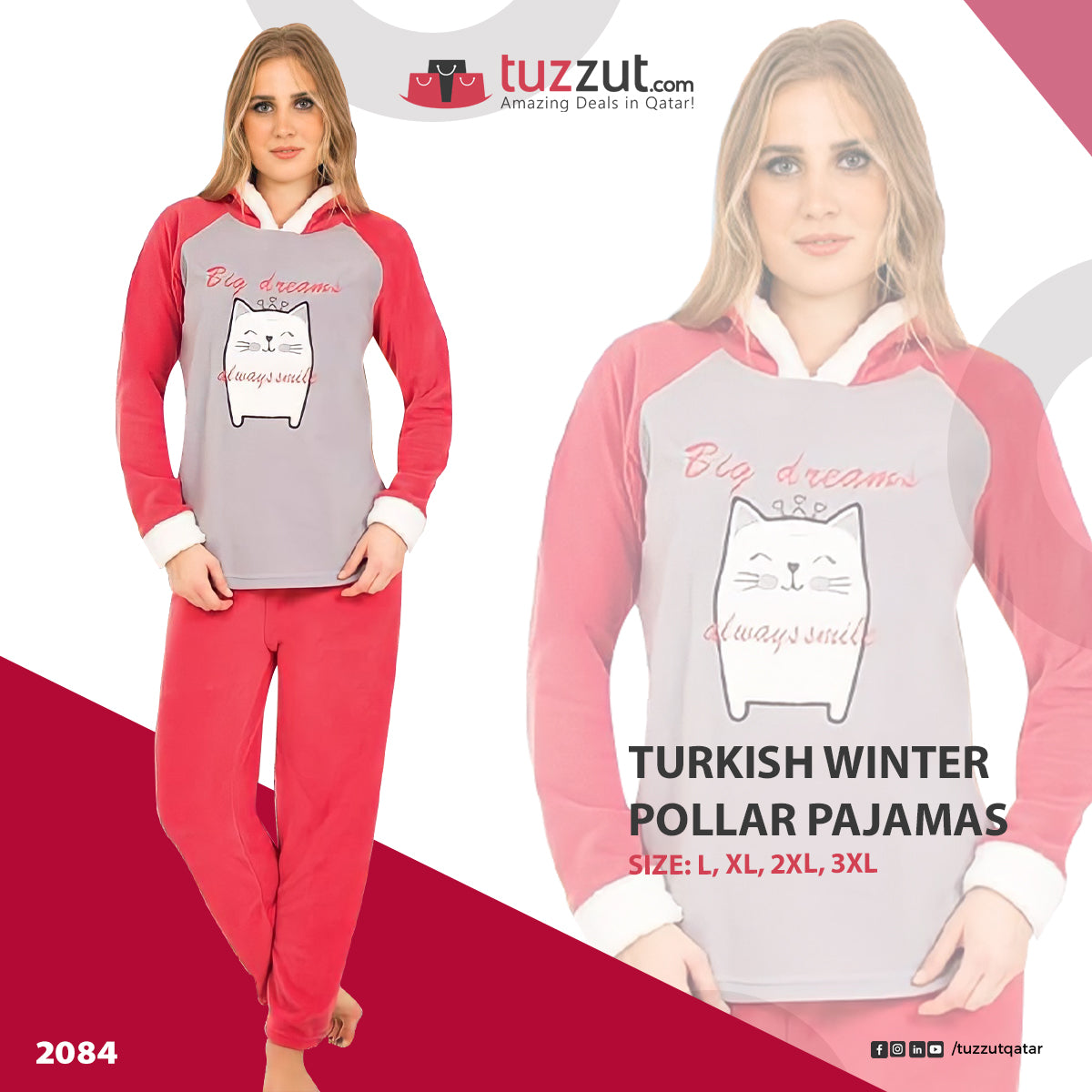 Turkish Winter Polar Pajama Nightwear Homewear - 2084 Turkish Winter Polar Pajama Nightwear Homewear - 2084