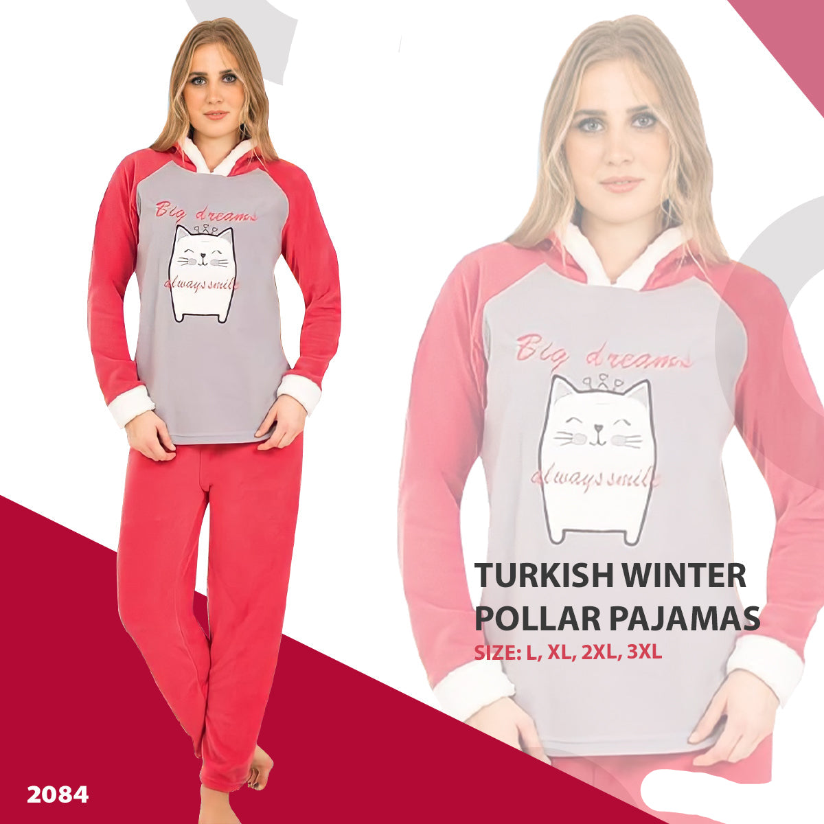 Turkish Winter Polar Pajama Nightwear Homewear - 2084 Turkish Winter Polar Pajama Nightwear Homewear - 2084
