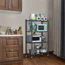 4 Layer Folding Storage Shelf Metal Rack with Rolling Wheel - Black - Tuzzut.com Qatar Online Shopping