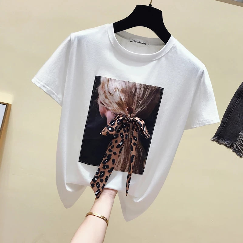 Women's Korean Style O-Neck Summer Short Sleeve Tops T-Shirt - Tuzzut.com Qatar Online Shopping