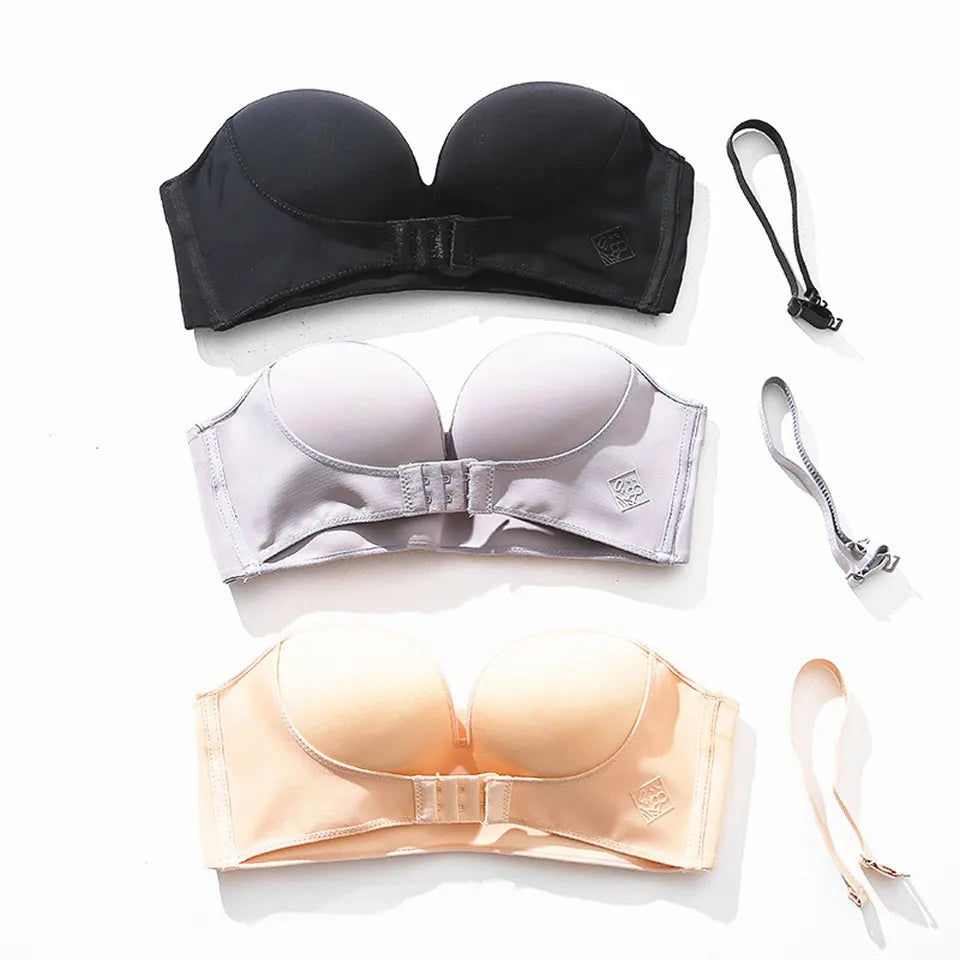 Girl Push Up Adjustable Breathable Bra Strapless Front Buckle Underwear  Lingerie