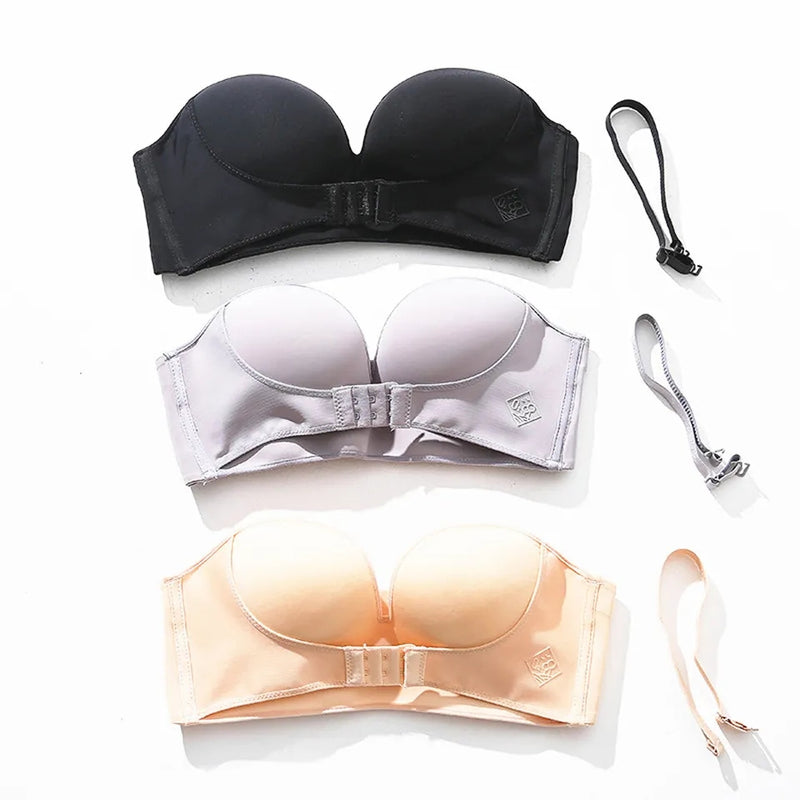 Strapless Front Buckle Bra, Invisible Push Up Bra for Women - IB100 - Tuzzut.com Qatar Online Shopping