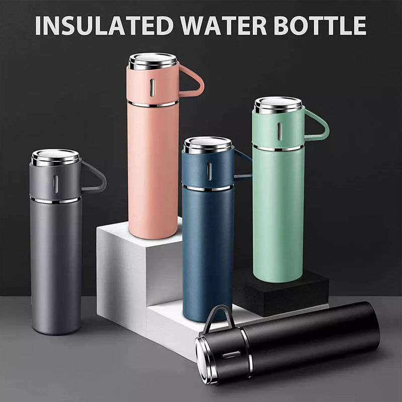 500ml 3 in 1 Stainless Steel Vacuum Flask Bottle With Cup Set - Business Gift Set - Tuzzut.com Qatar Online Shopping