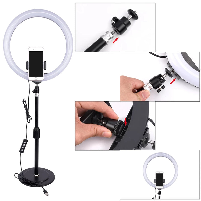 8 Inch LED Ring Light 3 Light Modes Ring Light With Phone Stand For Live Streaming, Tiktok, Photography, etc - TUZZUT Qatar Online Store